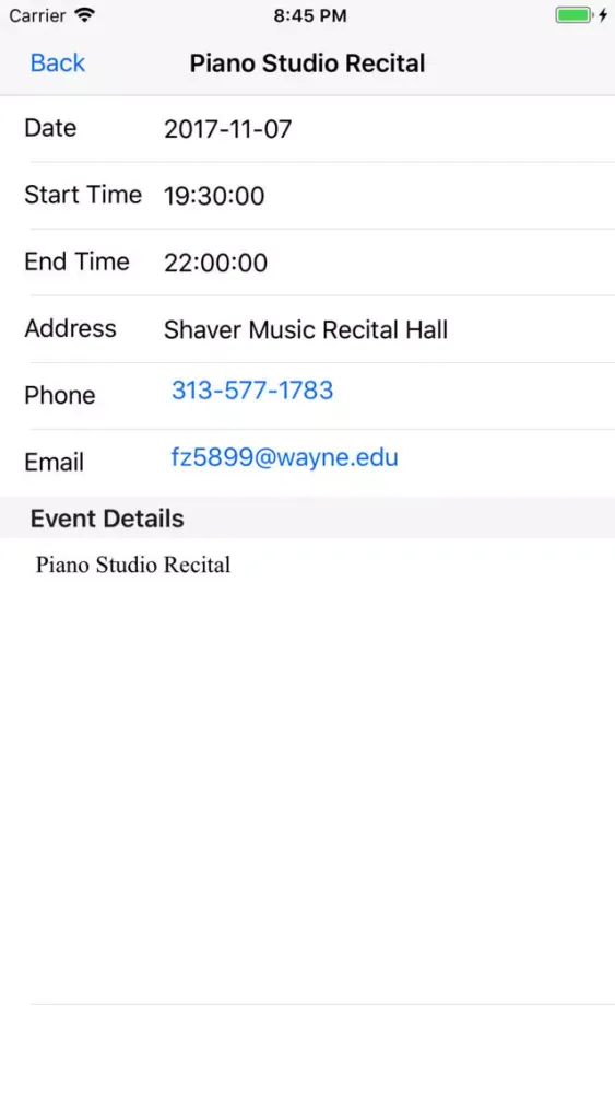 Screenshot di Campus Life App