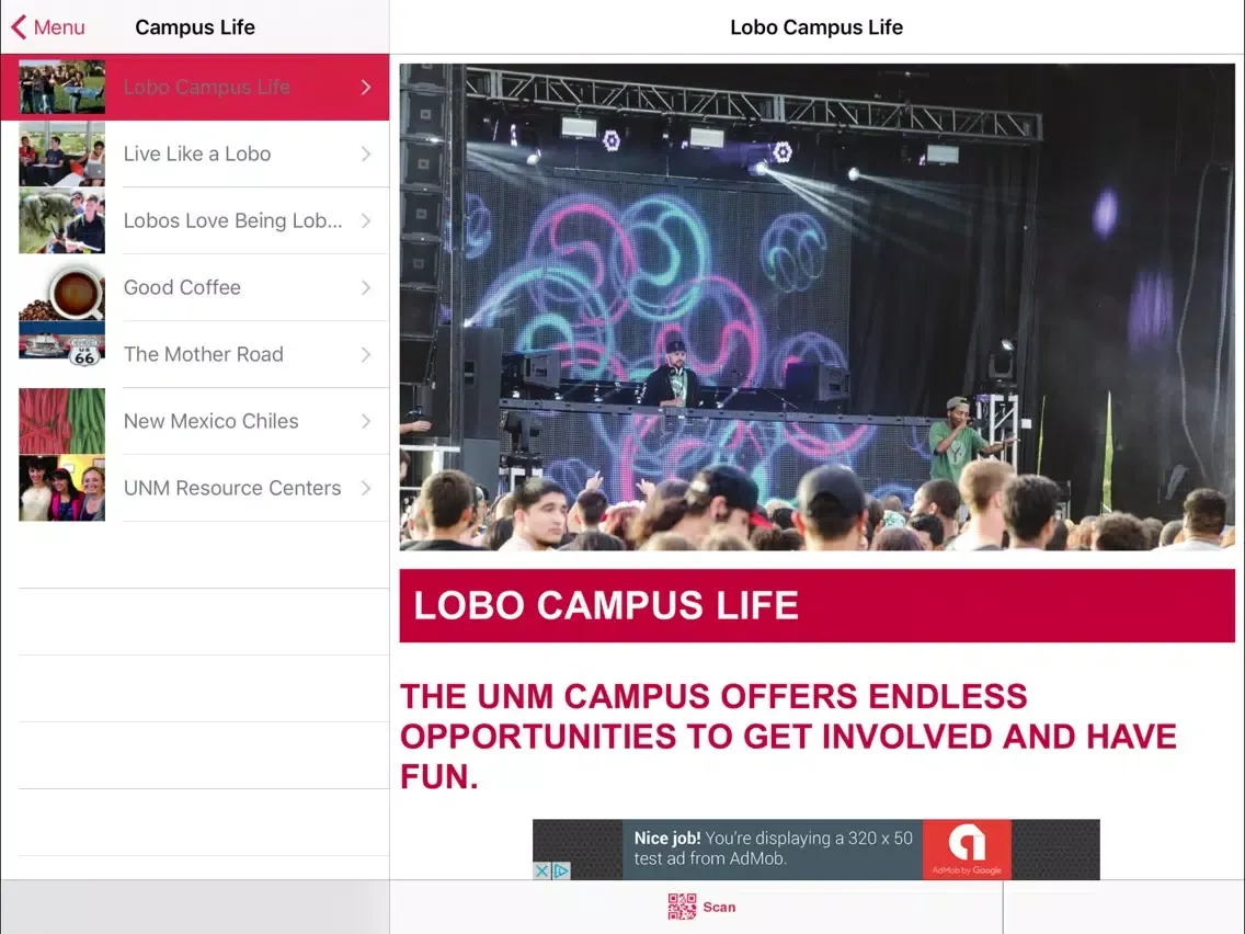 ภาพหน้าจอของ Visit UNM iPad 