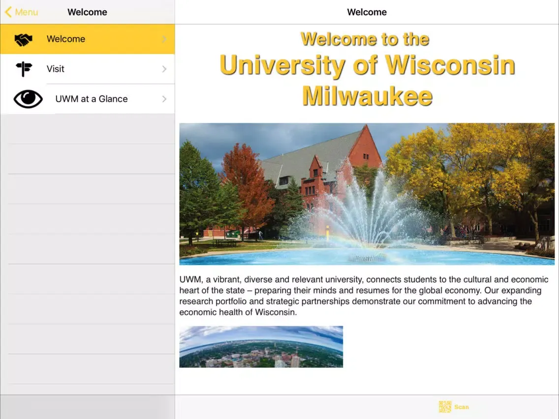 Tangkapan skrin Visit UWM iPad 
