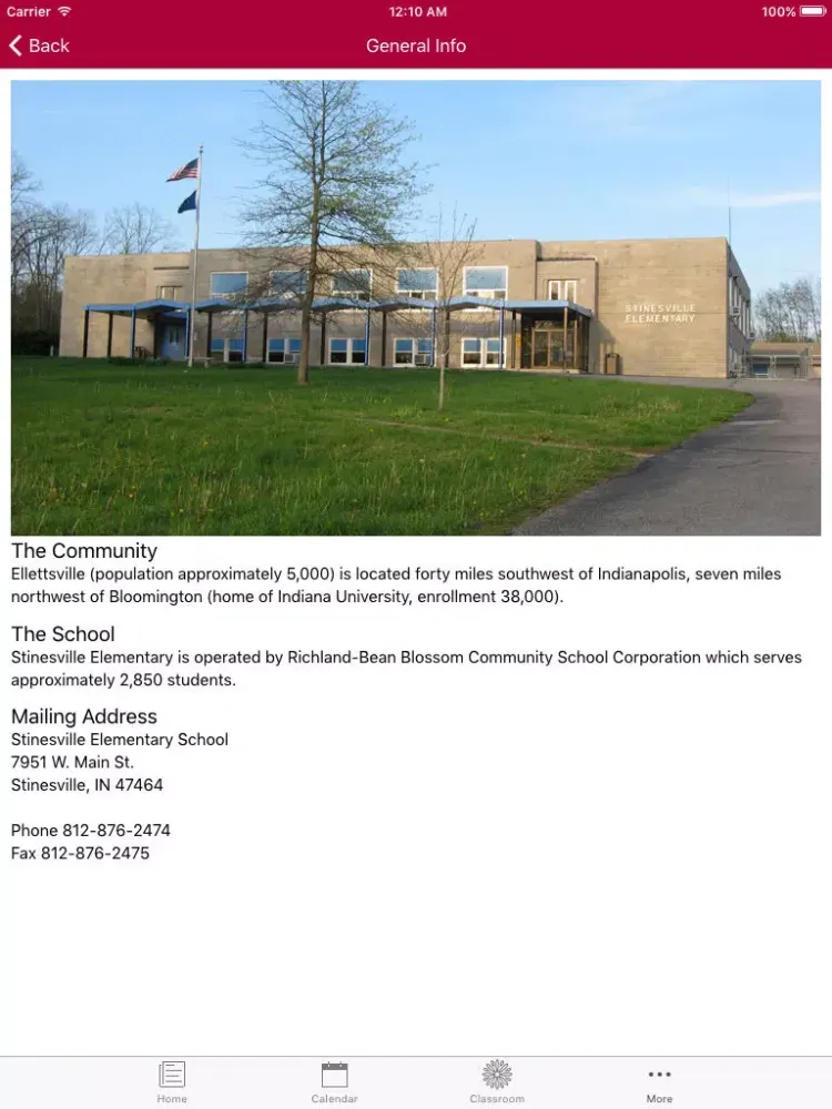 Ảnh chụp màn hình của Stinesville Elementary - Indiana iPad 