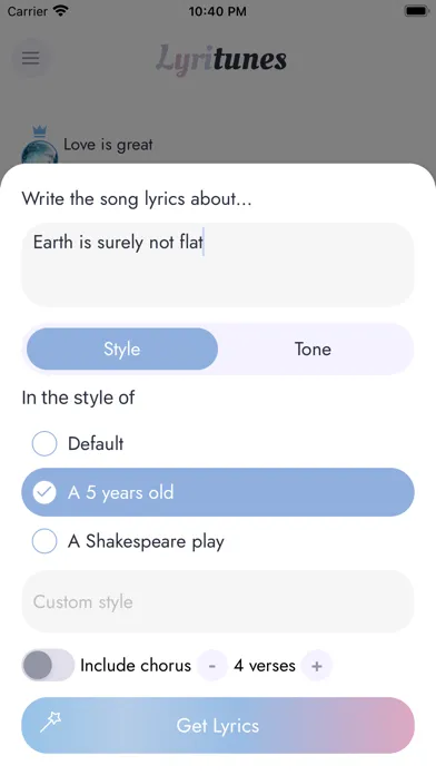 Capturas de tela do LyriTunes - Lyrics Generator