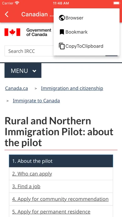 Tangkapan layar Canadian RNIP Reference