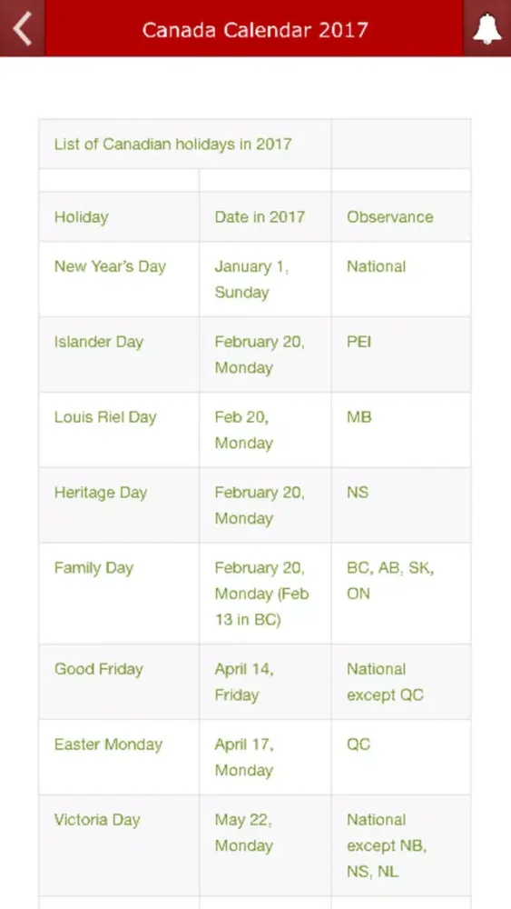 صور Canada Calendar 2017
