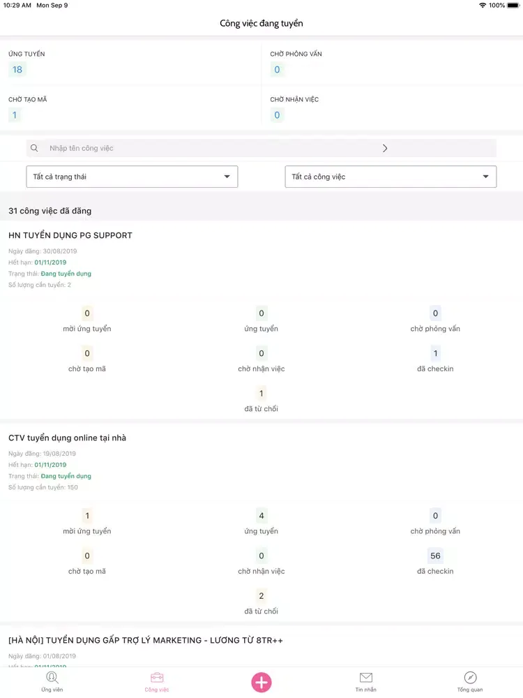 Screenshot di Canavi - Tuyển dụng iPad 