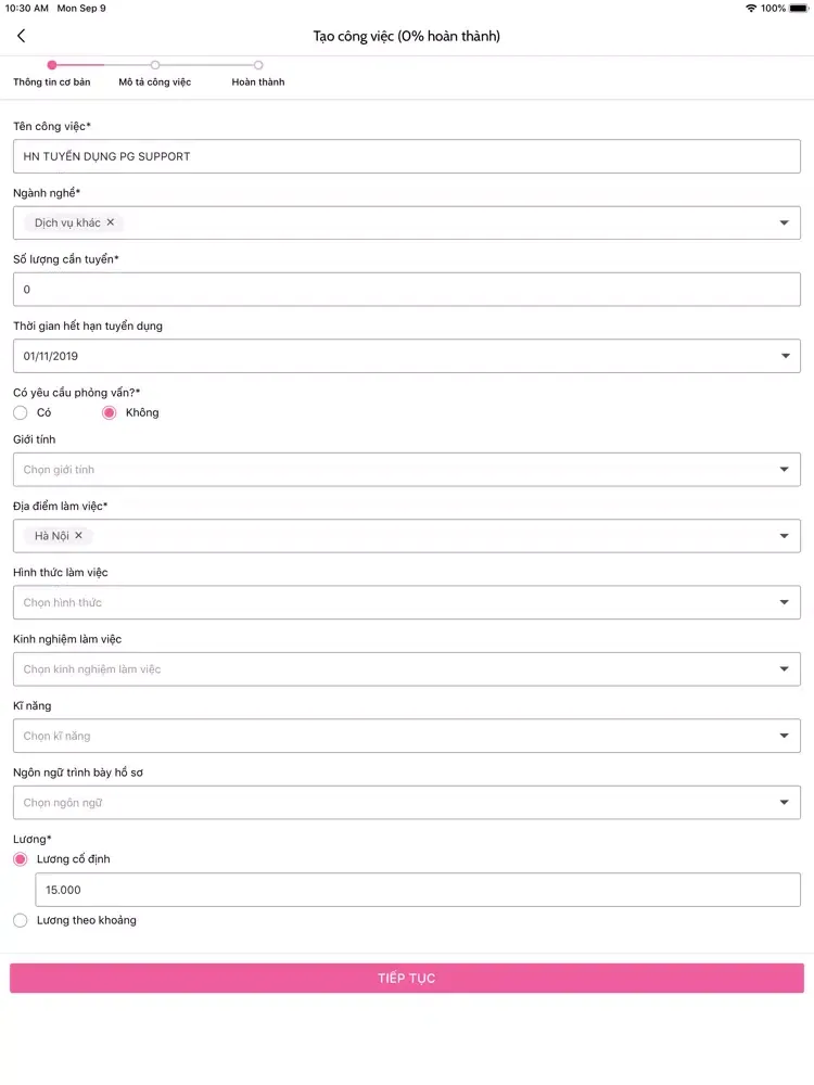 Screenshot di Canavi - Tuyển dụng iPad 
