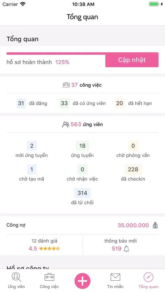 Screenshot di Canavi - Tuyển dụng