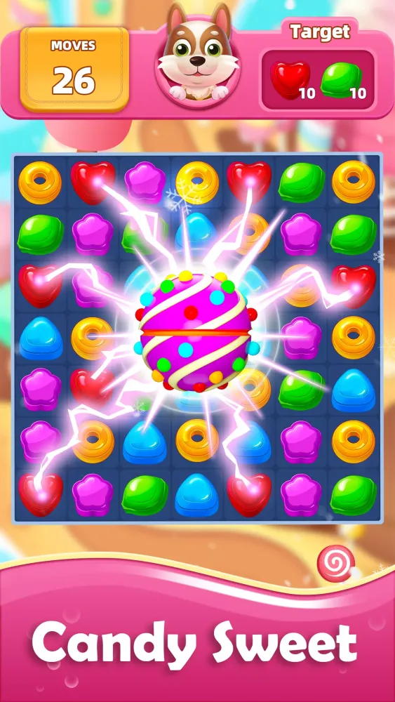 Candy Sweet Dog Puzzle Match 3 Screenshots