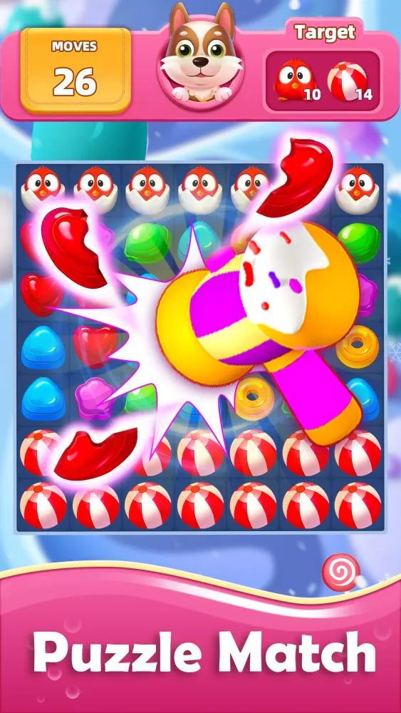 Candy Sweet Dog Puzzle Match 3 Screenshots