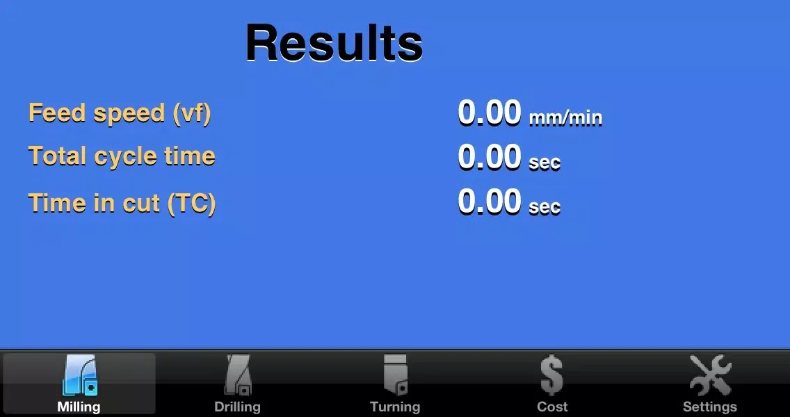 Tangkapan skrin Canela Machining Calculator