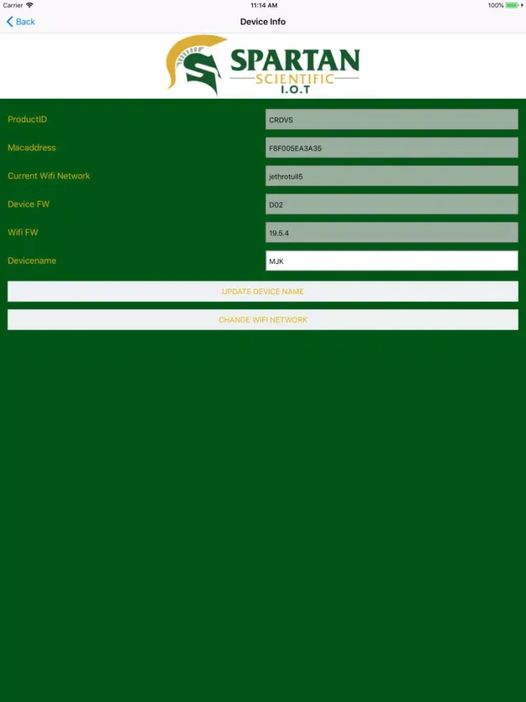 Spartan Scientific IOT iPad  Ekran Görüntüleri