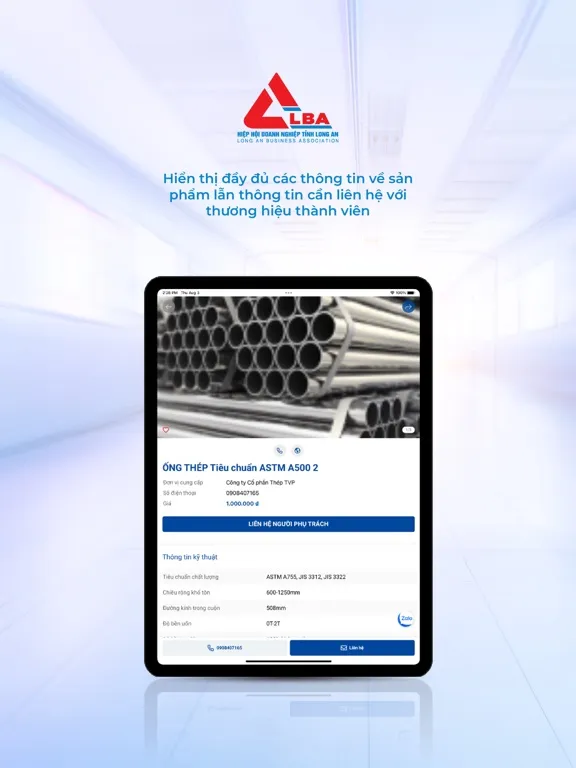 LBA - Hiệp hội DN Long An iPad 应用截图