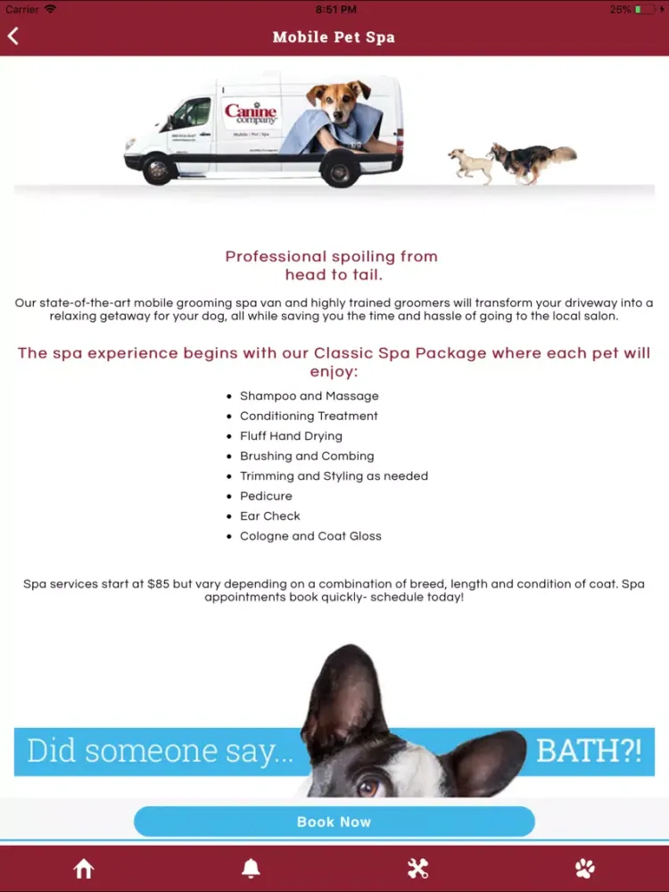 Capturas de tela do Canine Company iPad 