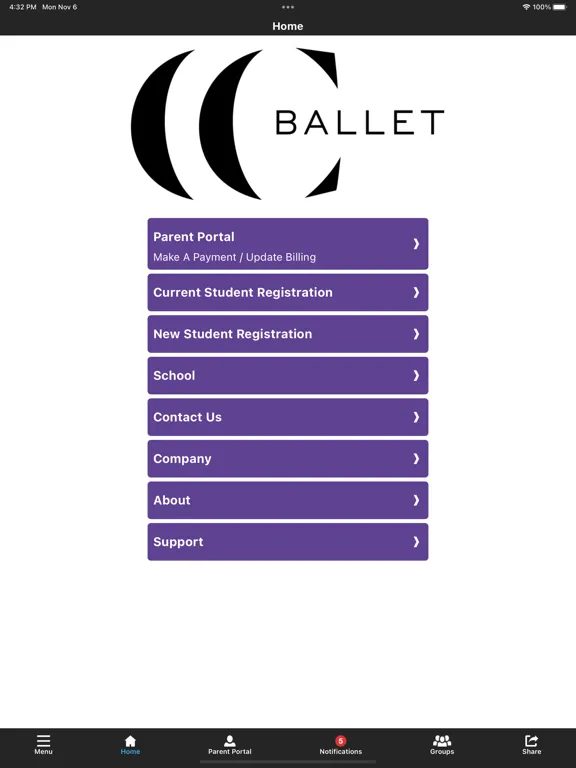 Tangkapan skrin Canyon Concert Ballet School iPad 
