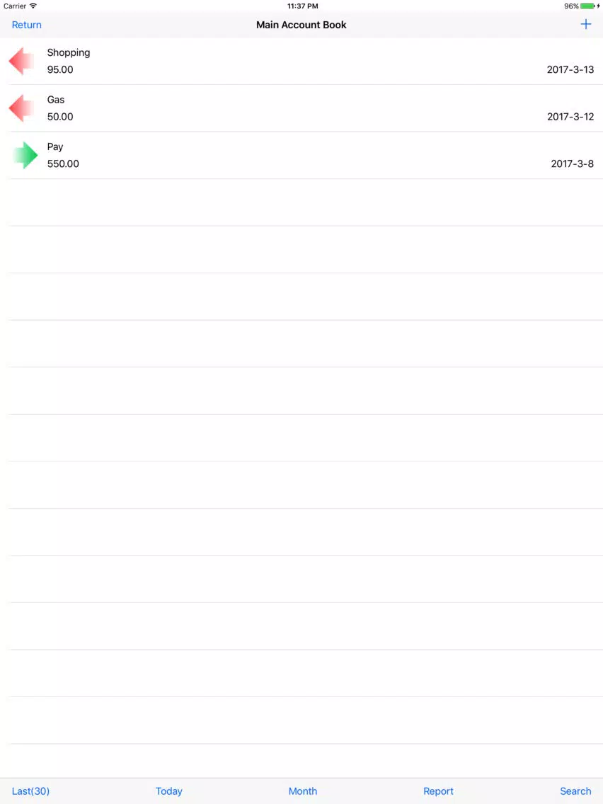 ภาพหน้าจอของ Flash Accounts iPad 