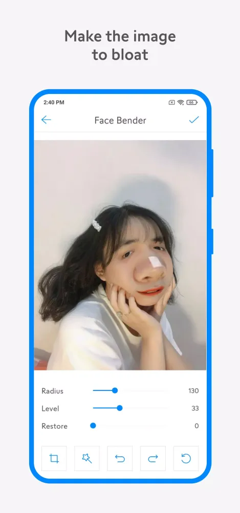 Ảnh chụp màn hình của Face Bender