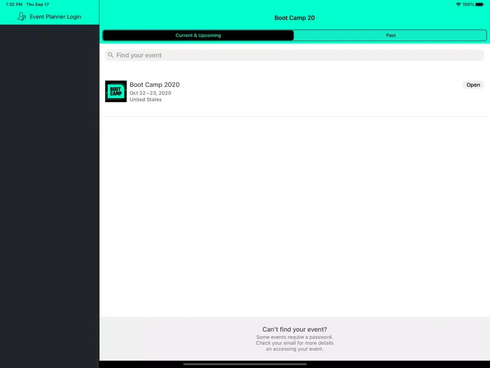 Capturas de tela do Boot Camp 2020 iPad 