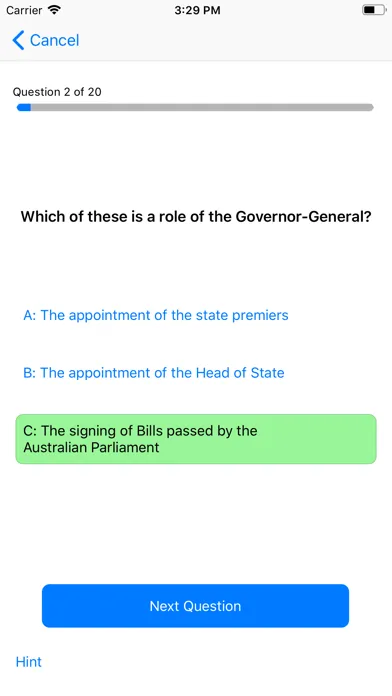 Tangkapan skrin Australian Citizenship Test AI