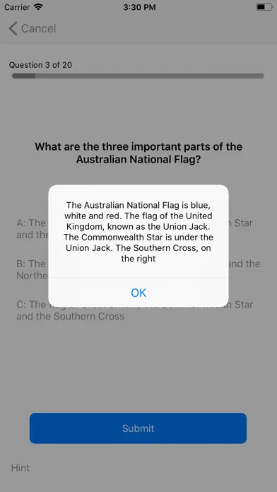 Tangkapan skrin Australian Citizenship Test AI