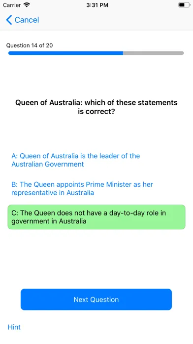 Tangkapan skrin Australian Citizenship Test AI