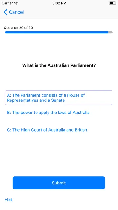 Tangkapan skrin Australian Citizenship Test AI