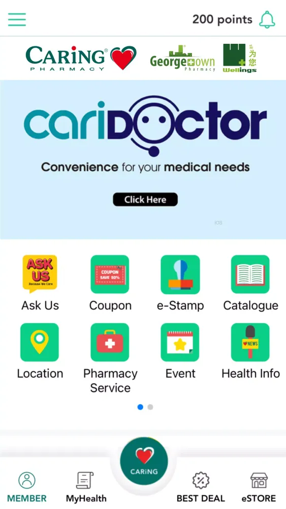 Tangkapan skrin Caring Membership