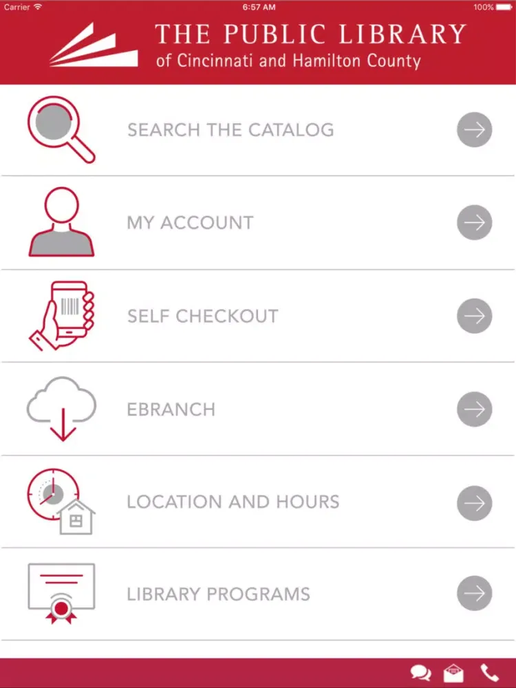 Ảnh chụp màn hình của Cincinnati Public Library App iPad 