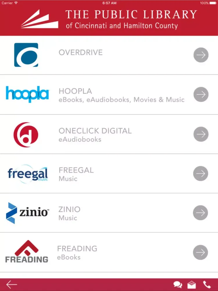 Ảnh chụp màn hình của Cincinnati Public Library App iPad 