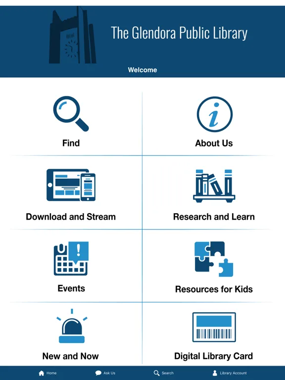 Tangkapan skrin Glendora Public Library iPad 