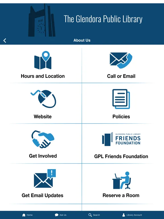 Tangkapan skrin Glendora Public Library iPad 