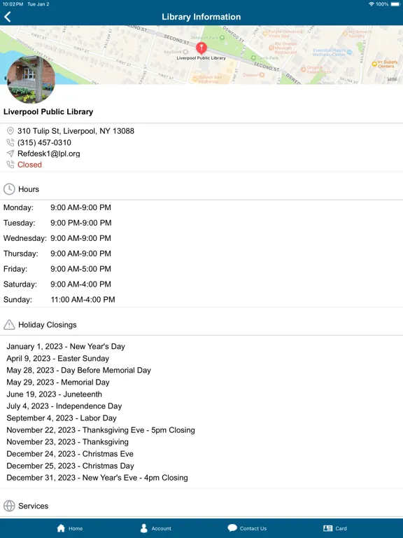 Capturas de tela do Liverpool Public Library iPad 