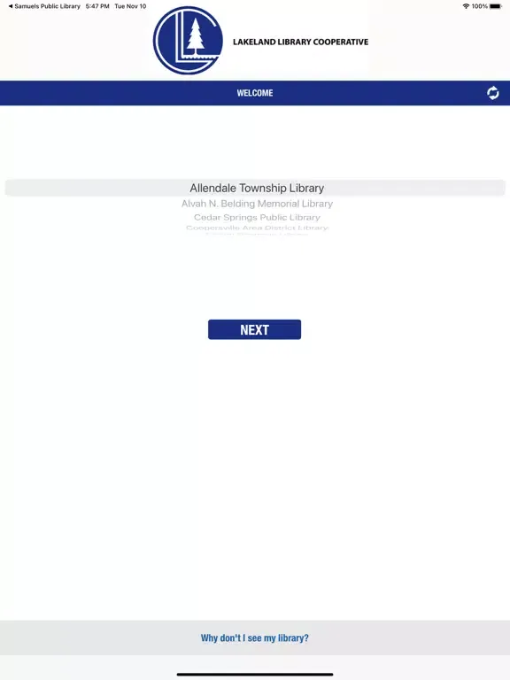 Tangkapan skrin Lakeland Library Cooperative iPad 