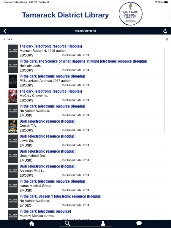 Tangkapan skrin Lakeland Library Cooperative iPad 
