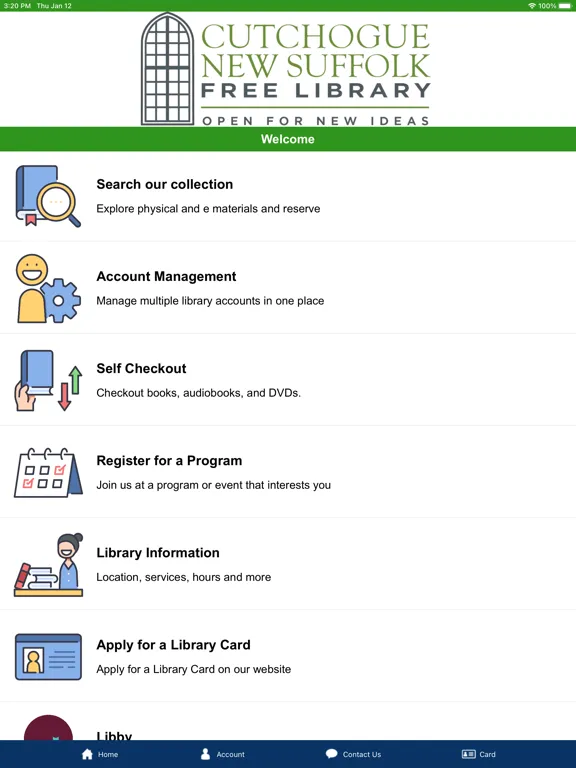 Tangkapan skrin Cutchogue New Suffolk Free Lib iPad 