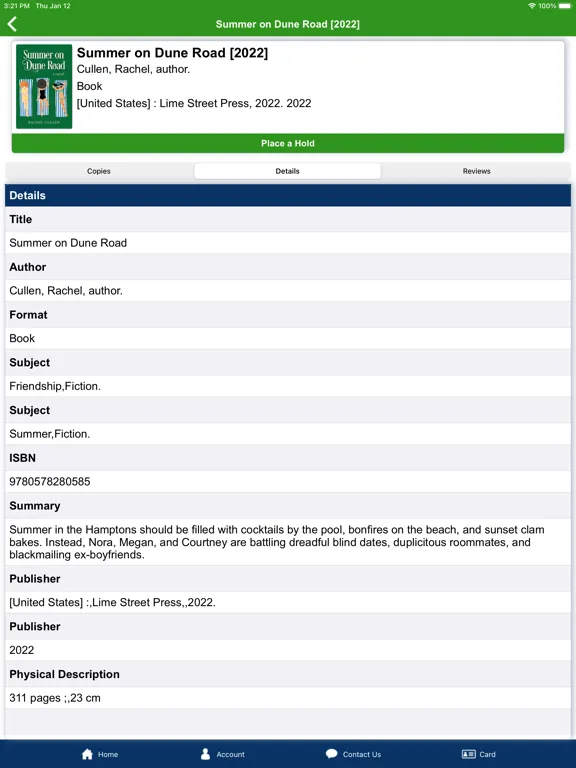 Tangkapan skrin Cutchogue New Suffolk Free Lib iPad 
