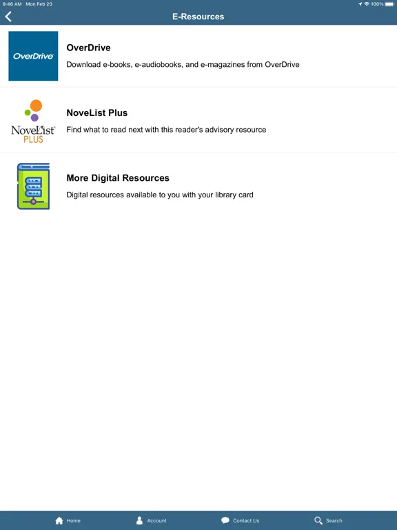 Ảnh chụp màn hình của InfoSoup Libraries iPad 
