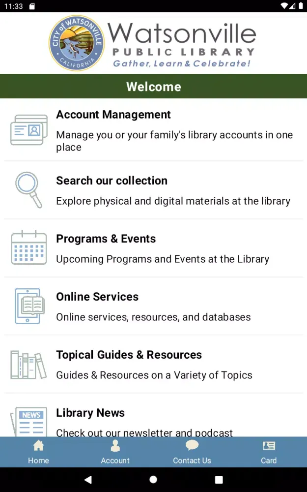 Zrzuty ekranu Watsonville Library App