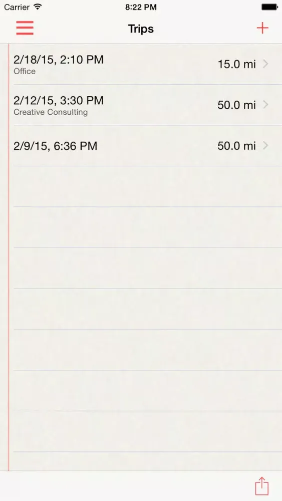 Tangkapan skrin Mileage & Trip