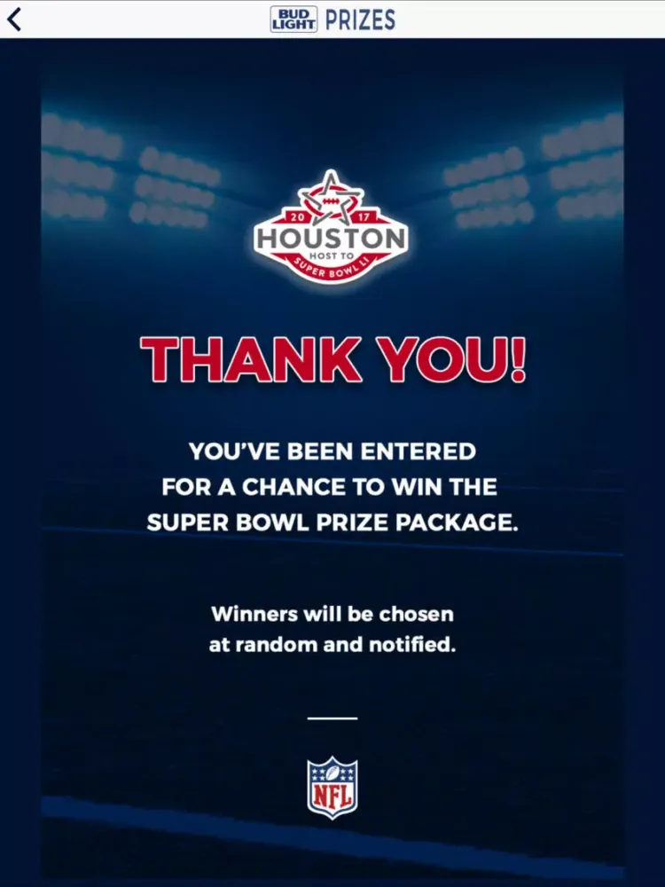 Super Bowl Prizes from Bud Light iPad 應用截圖