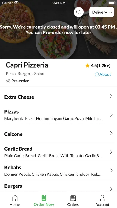 Capturas de pantalla de Capri Pizzeria.
