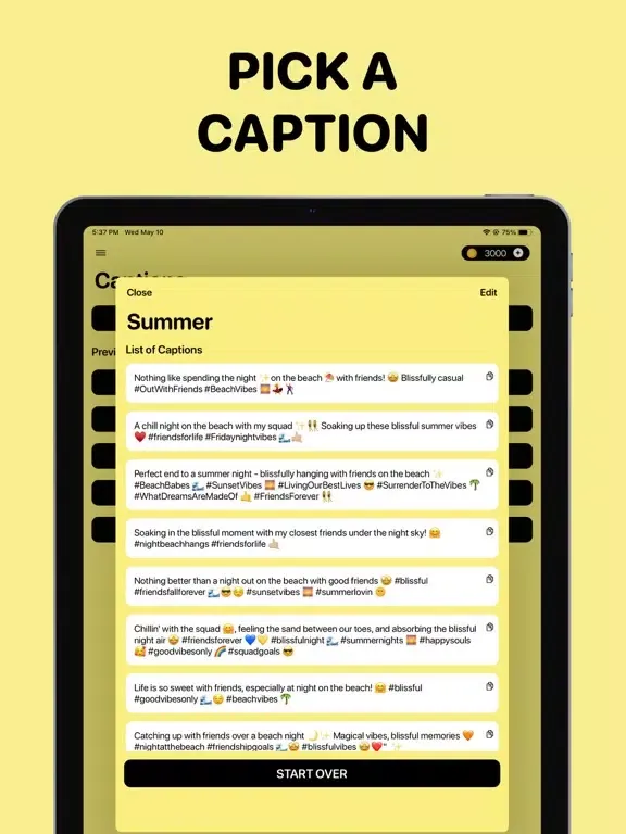 Tangkapan layar AI Caption Generator iPad 