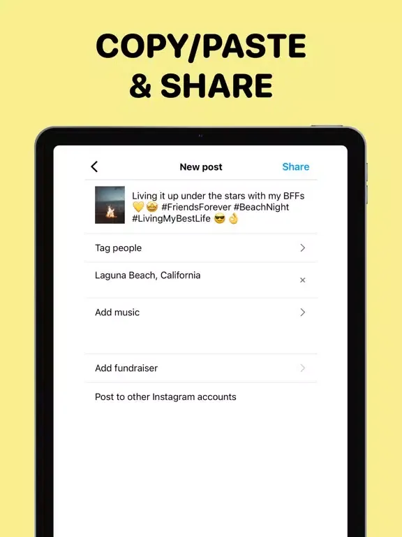 Tangkapan layar AI Caption Generator iPad 
