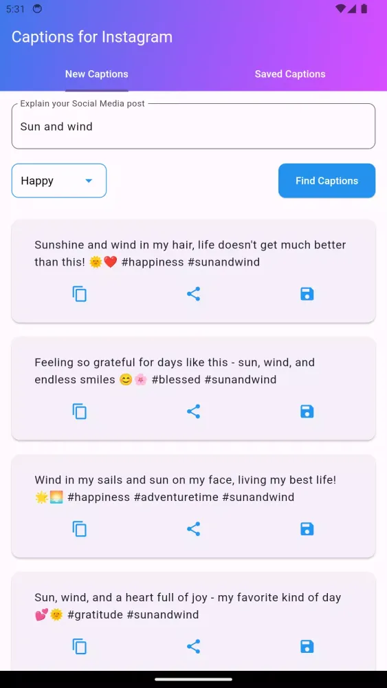 Captions for Instagram Screenshots