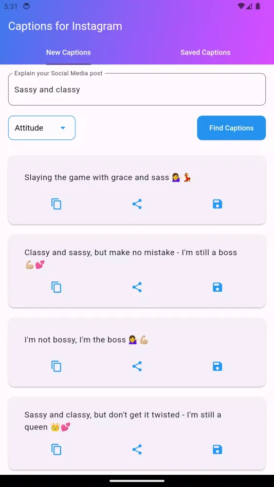 Captions for Instagram Screenshots