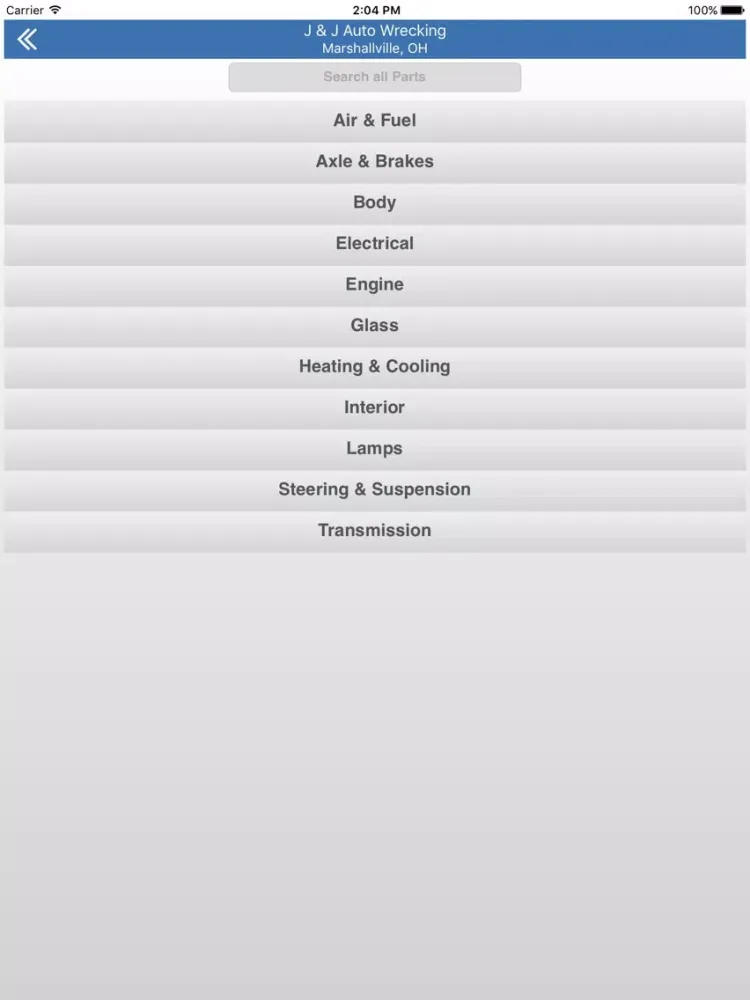 Tangkapan skrin J & J Auto Wrecking Inc iPad 