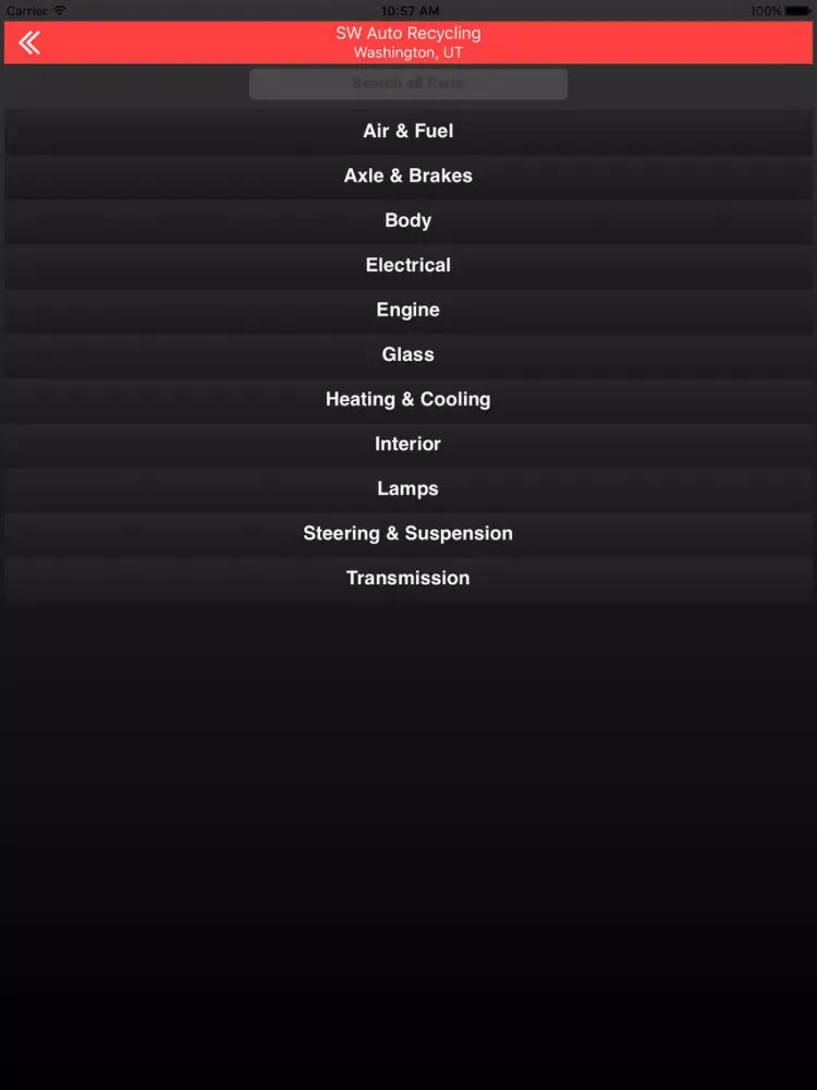 Ảnh chụp màn hình của Southwest Auto Recycling Inc -Washington, UT iPad 
