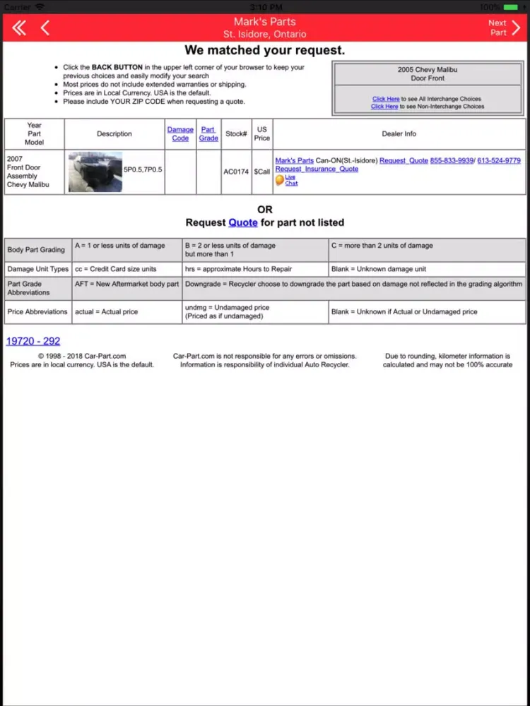 Screenshot di Mark's Parts - St. Isidore ON iPad 