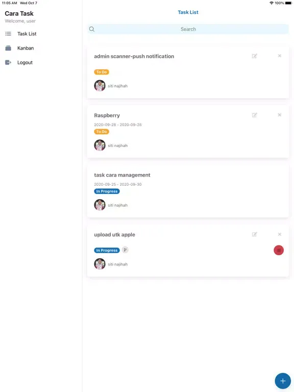 Capturas de tela do Cara Task Management iPad 