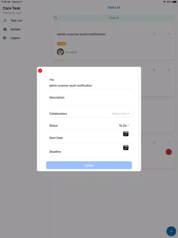 Capturas de tela do Cara Task Management iPad 