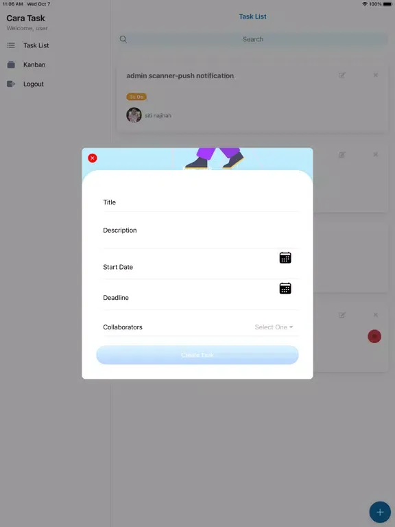 Capturas de tela do Cara Task Management iPad 