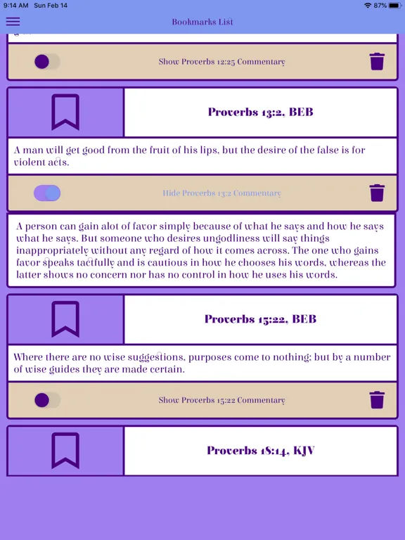 Zrzuty ekranu Caranba Proverbs Commentary iPad 
